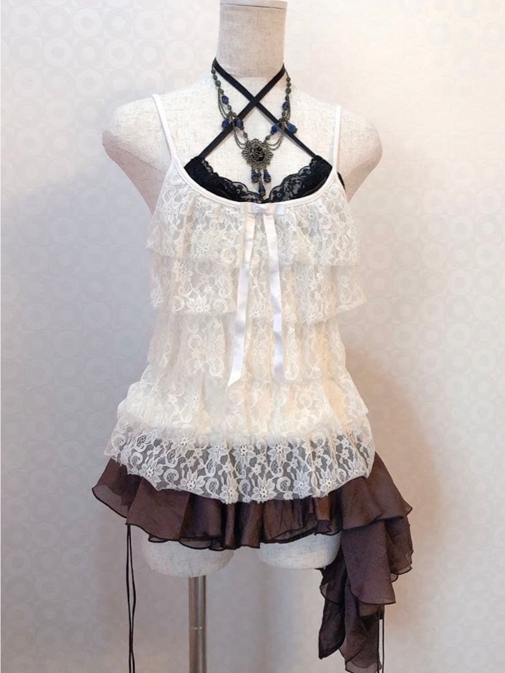 moving sale 💕 - j-fashion coquette white lace tunic top - Picture 1 of 3